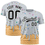 Custom Silver Ice Cream Cone Graffiti Pattern Fashion T-Shirt | BuyFootballJersey