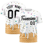 Custom White Ice Cream Cone Graffiti Pattern Fashion T-Shirt | BuyFootballJersey