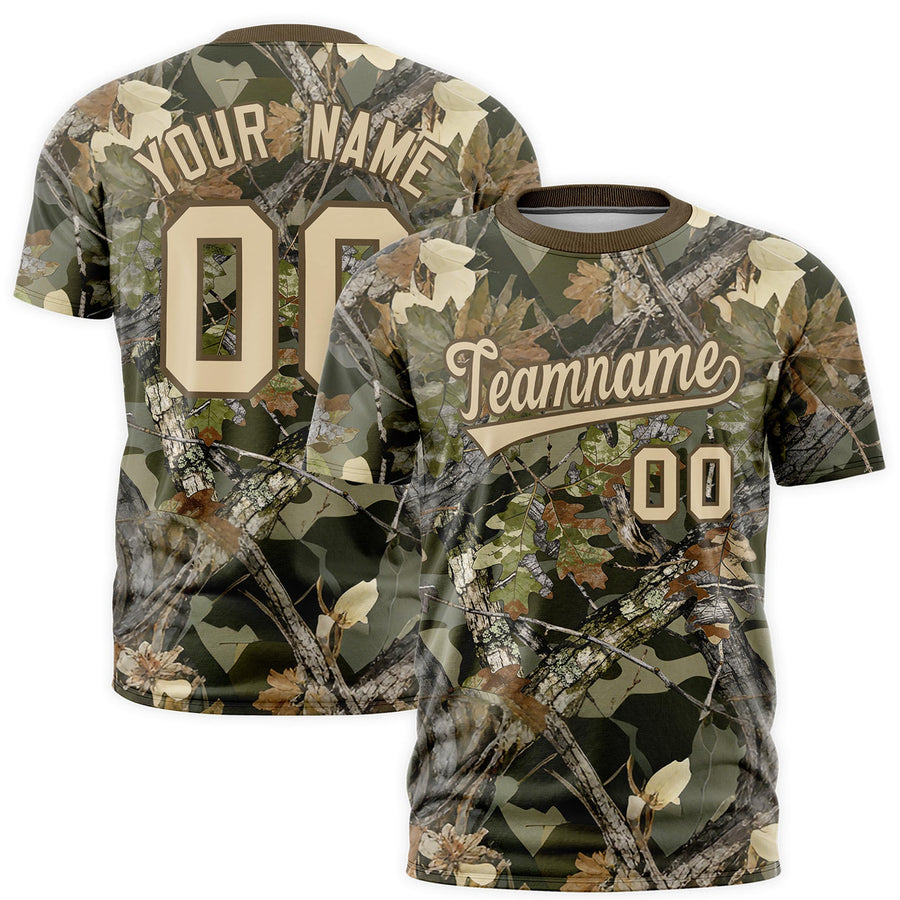 Custom Camo Light Brown Brazilian Sand Lightweight Crew Neck T-shirts | BuyFootballJersey