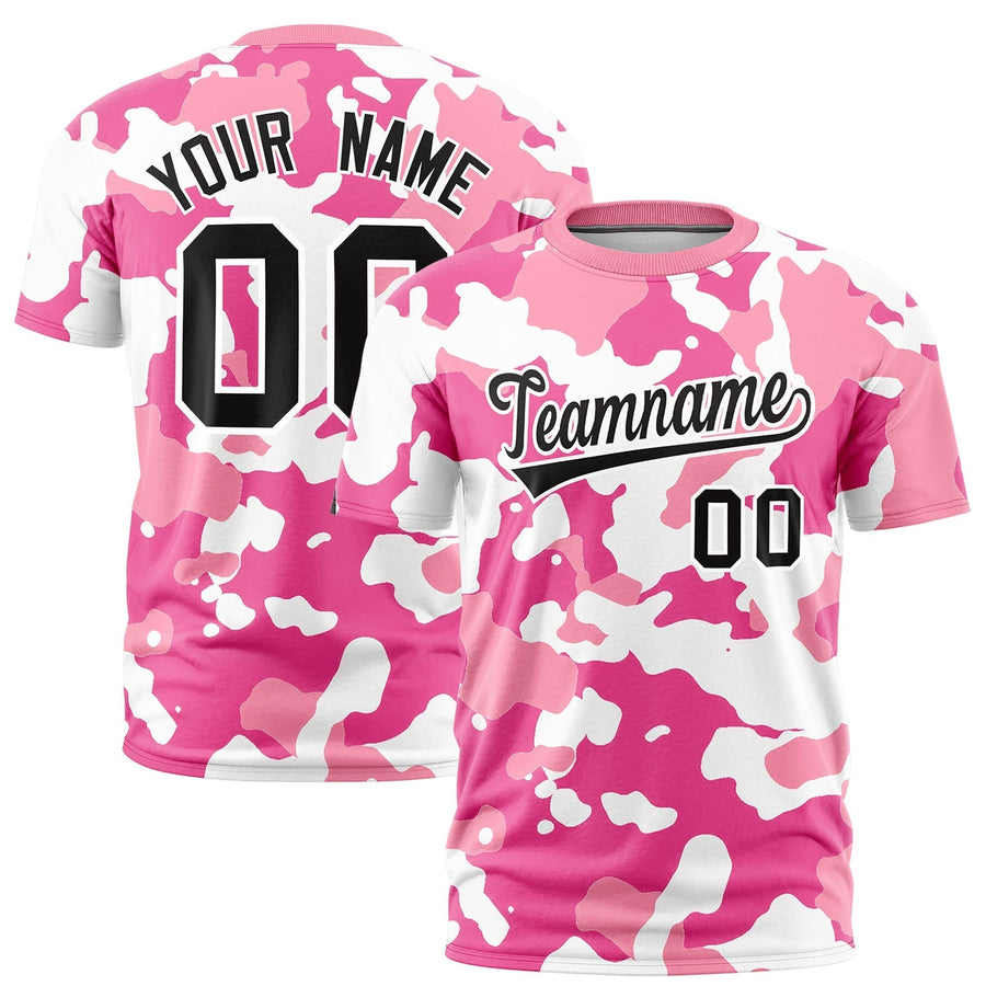 Custom Camo Pink White Quick Dry Crew Neck T-shirts | BuyFootballJersey