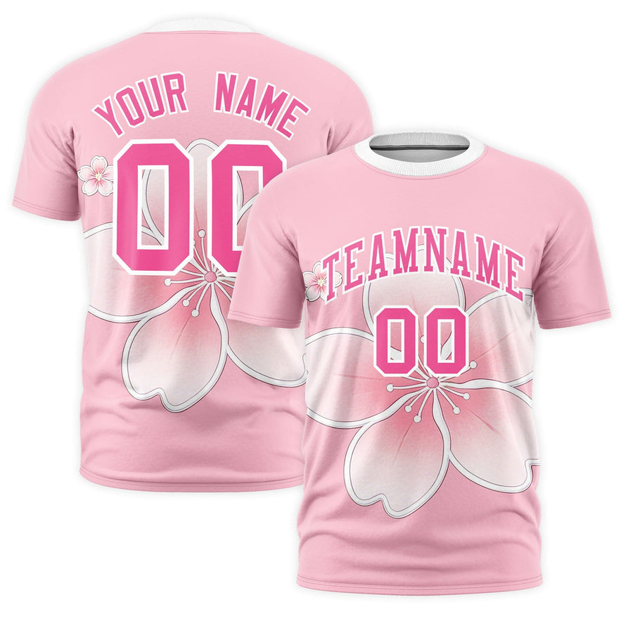 Custom Light Pink White T-shirt - Cherry Blossoms Breathable | BuyFootballJersey