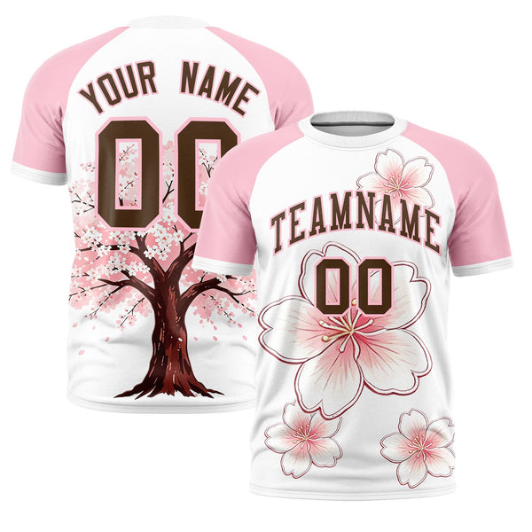 Custom White Light Pink T-shirt - Cherry Blossoms Lightweight | BuyFootballJersey