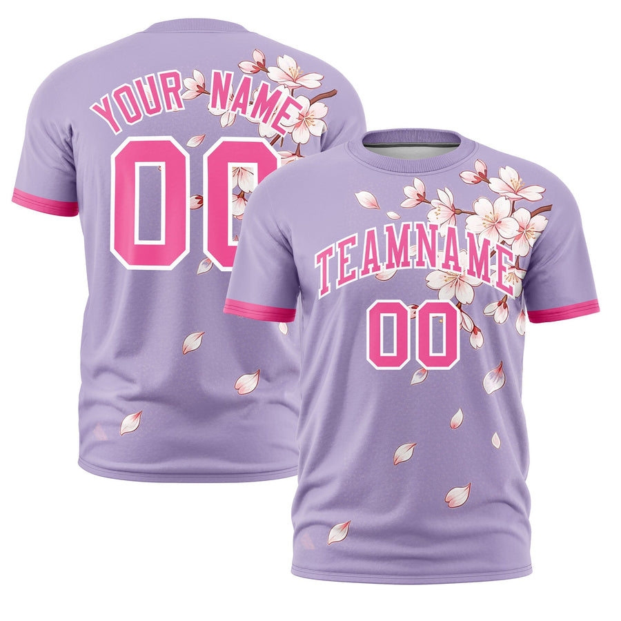 Custom Light Purple Pink T-shirt - Cherry Blossoms Stylish | BuyFootballJersey