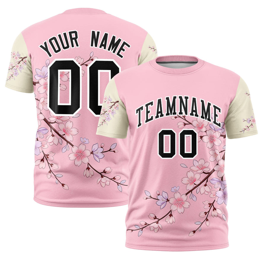 Custom Light Pink Khaki T-shirt - Cherry Blossoms Lightweight | BuyFootballJersey
