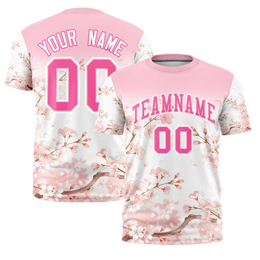 Custom Light Pink T-shirt - Cherry Blossoms Sporty | BuyFootballJersey