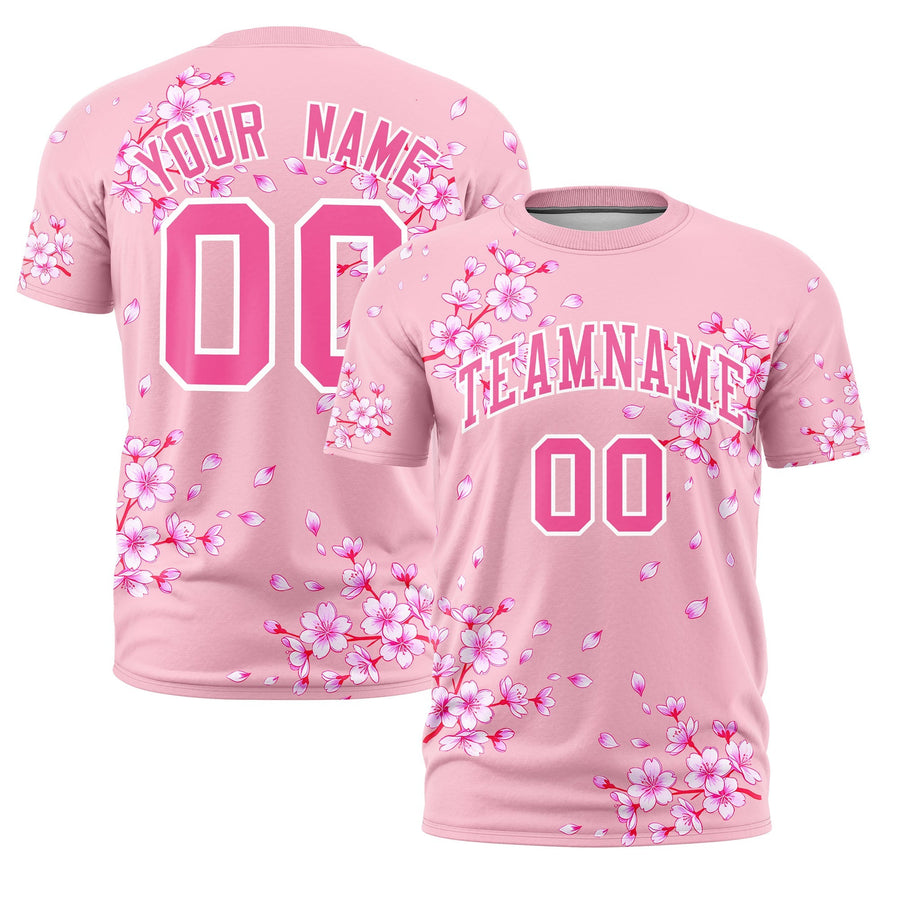 Custom Light Pink White T-shirt - Cherry Blossoms Breathable | BuyFootballJersey