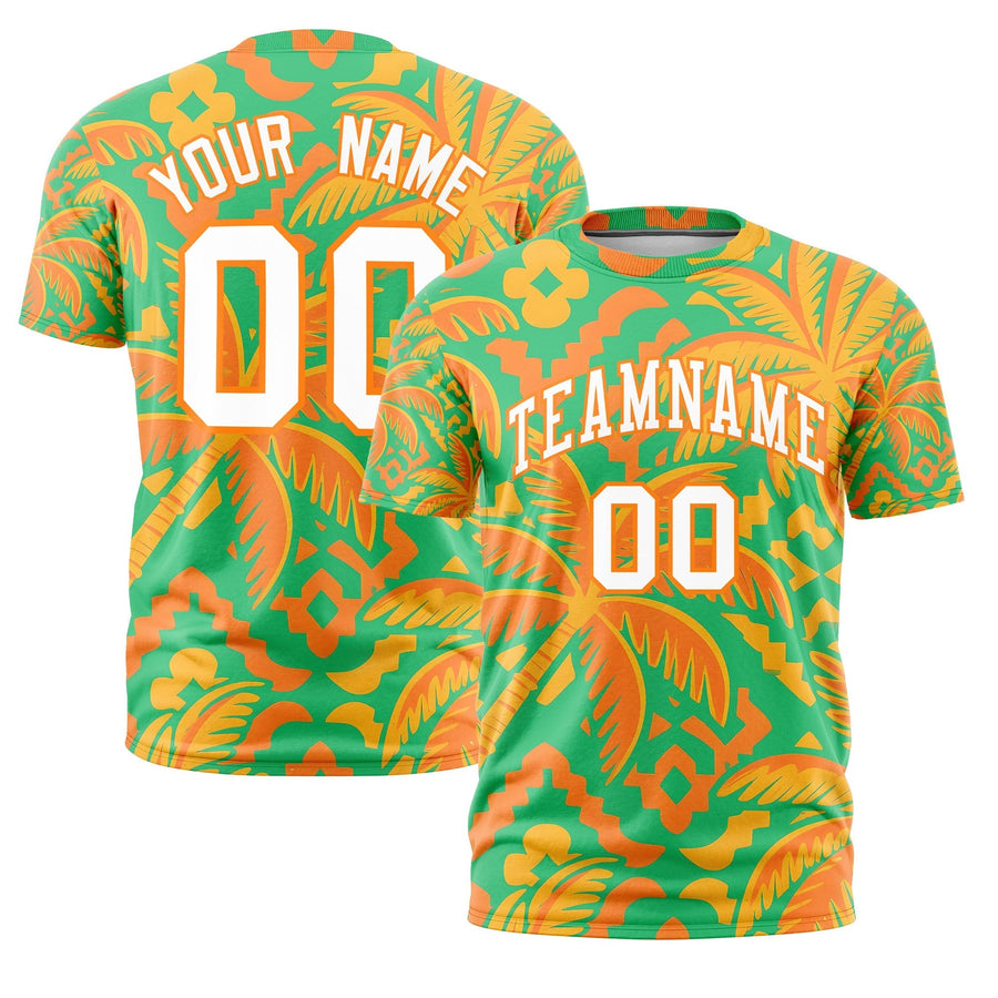 Custom White Orange Graffiti Pattern Hawaiian Style T-shirt | BuyFootballJersey