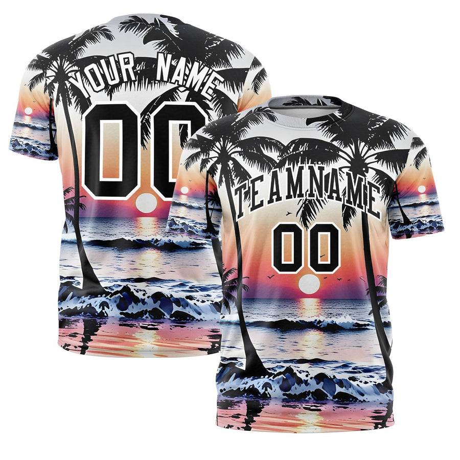 Custom Black White Graffiti Pattern Hawaiian Style T-shirt | BuyFootballJersey