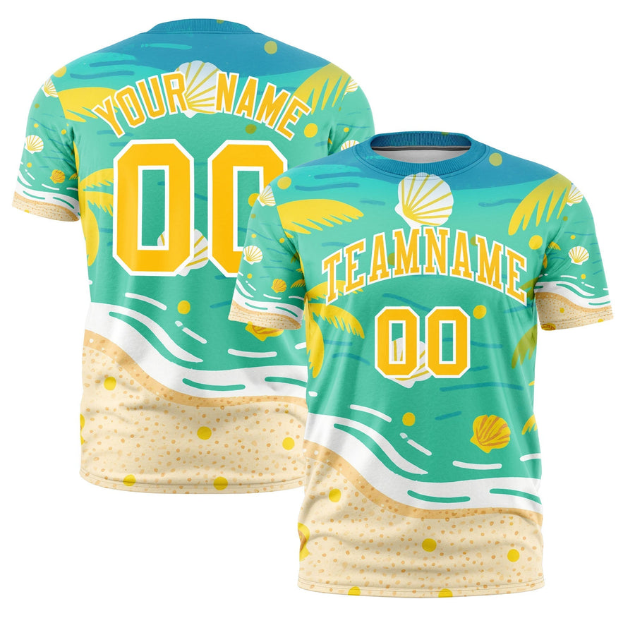 Custom Yellow White Graffiti Pattern Hawaiian Style T-shirt | BuyFootballJersey