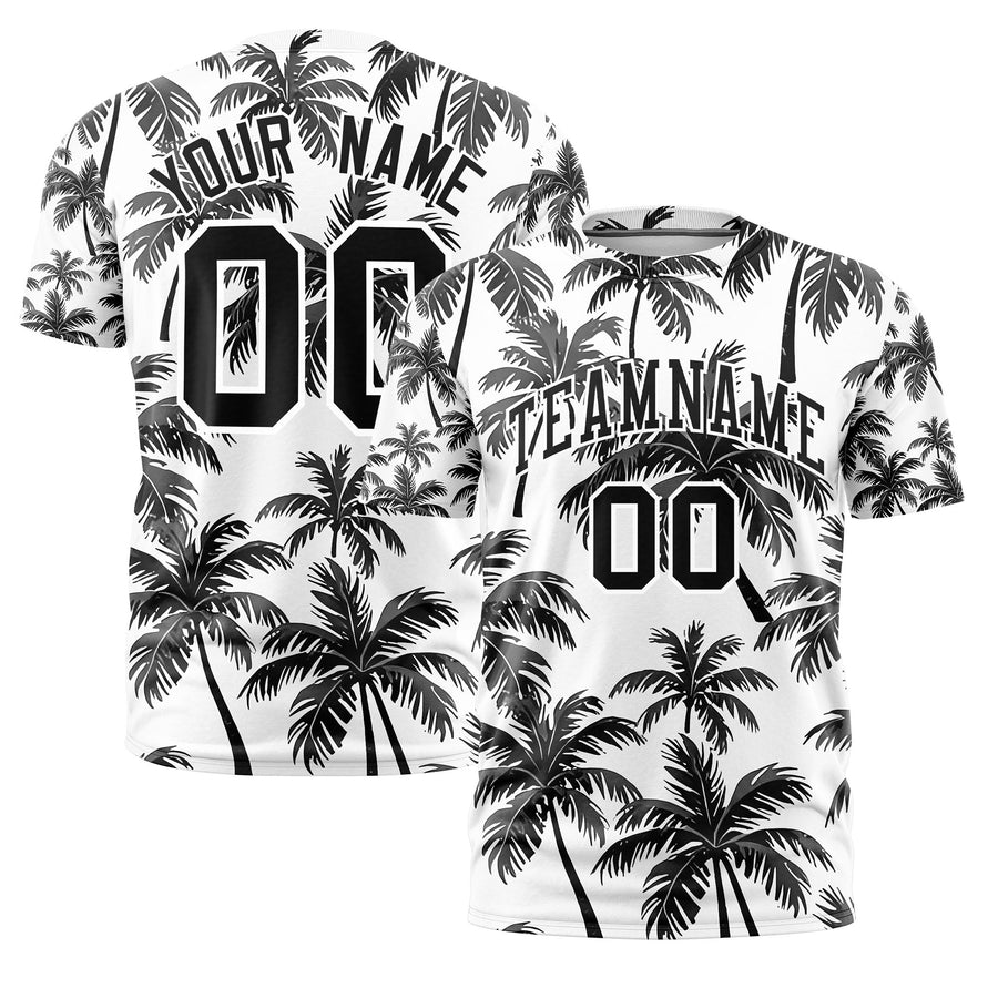 Custom Black White Graffiti Pattern Hawaiian Style T-shirt | BuyFootballJersey