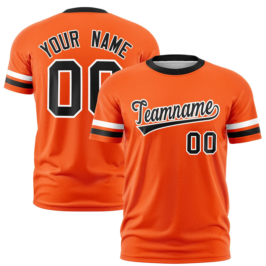 Custom Orange Black T-shirt Classic Style Stripe Fashion Sports Shirt for Youth & Adults | BuyFootballJersey