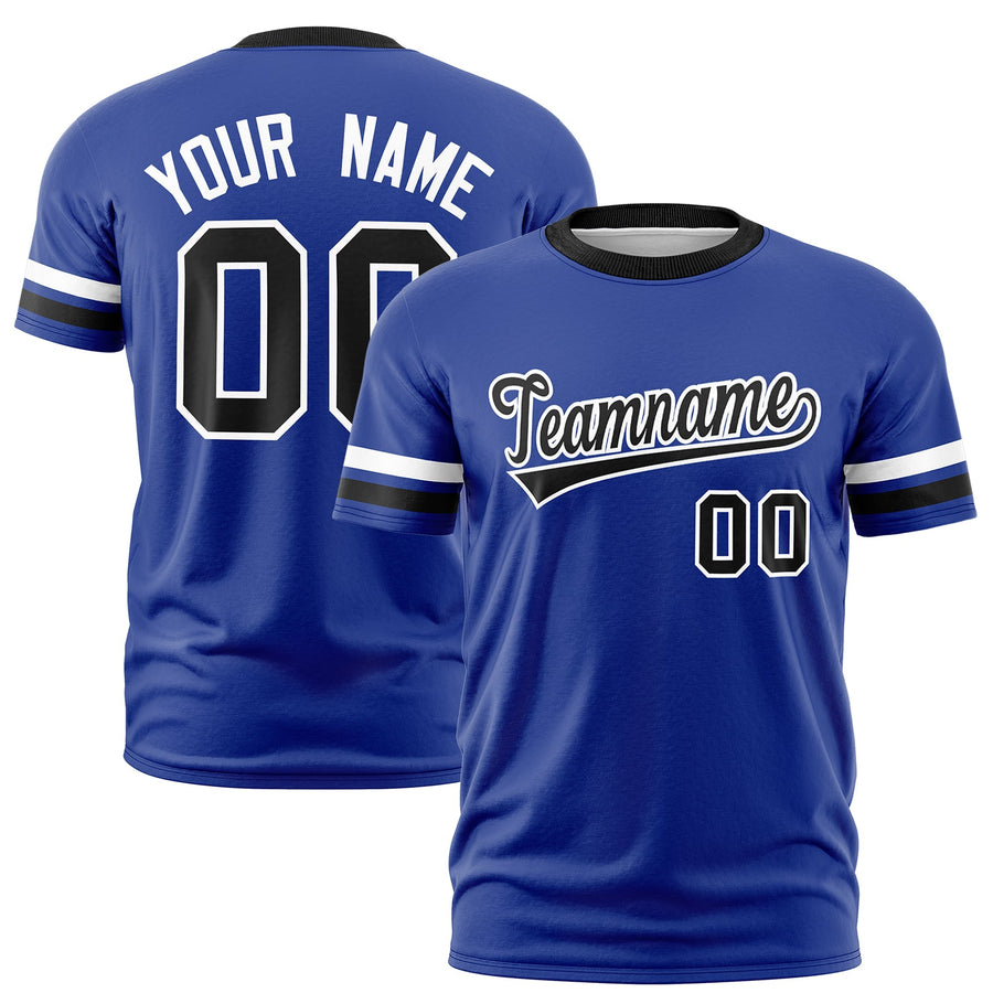 Custom Royal Blue Black T-shirt Classic Style Stripe Fashion Sports Shirt for Youth & Adults | BuyFootballJersey