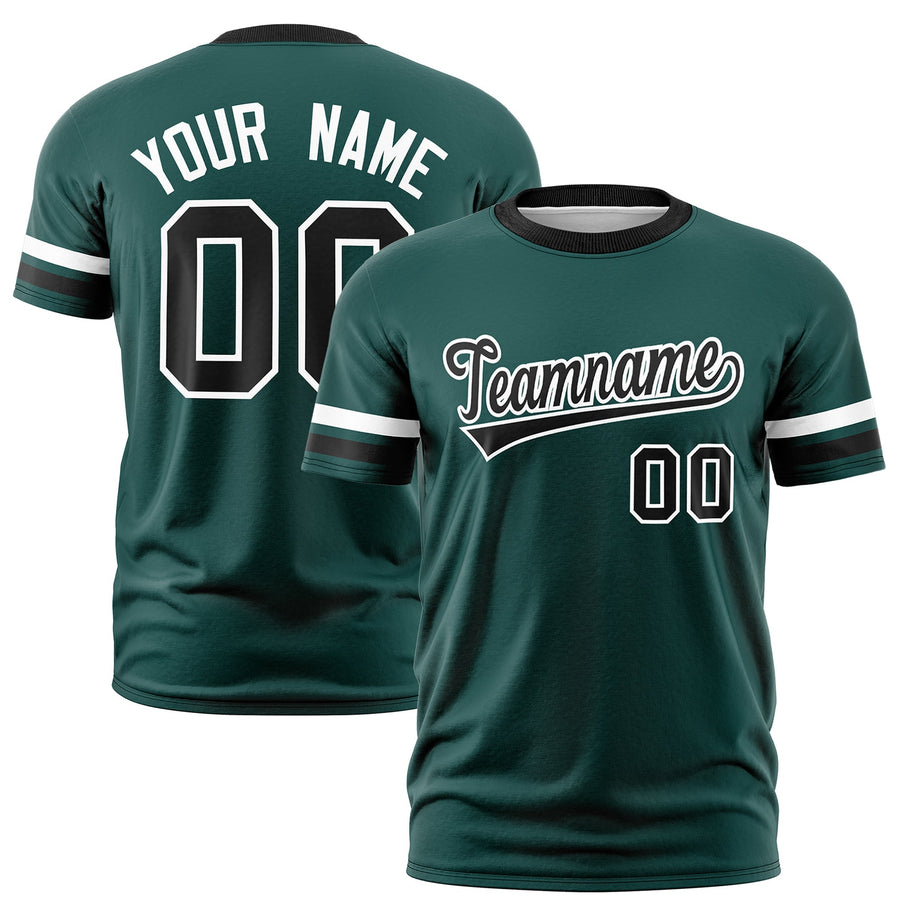 Custom Midnight Green Black T-shirt Classic Style Stripe Fashion Sports Shirt for Youth & Adults | BuyFootballJersey
