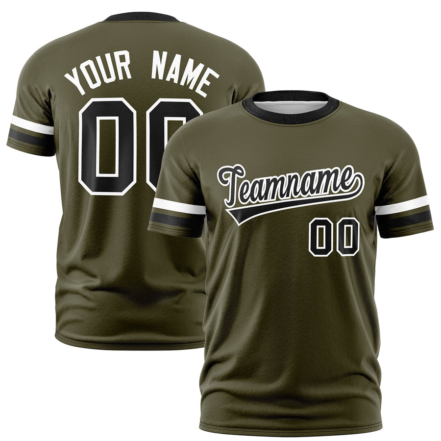 Custom Olive Black T-shirt Classic Style Stripe Fashion Sports Shirt for Youth & Adults | BuyFootballJersey