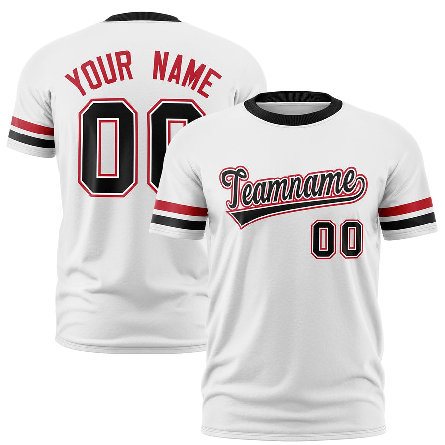 Custom White Black Classic Style Stripe Fashion T-shirt | BuyFootballJersey