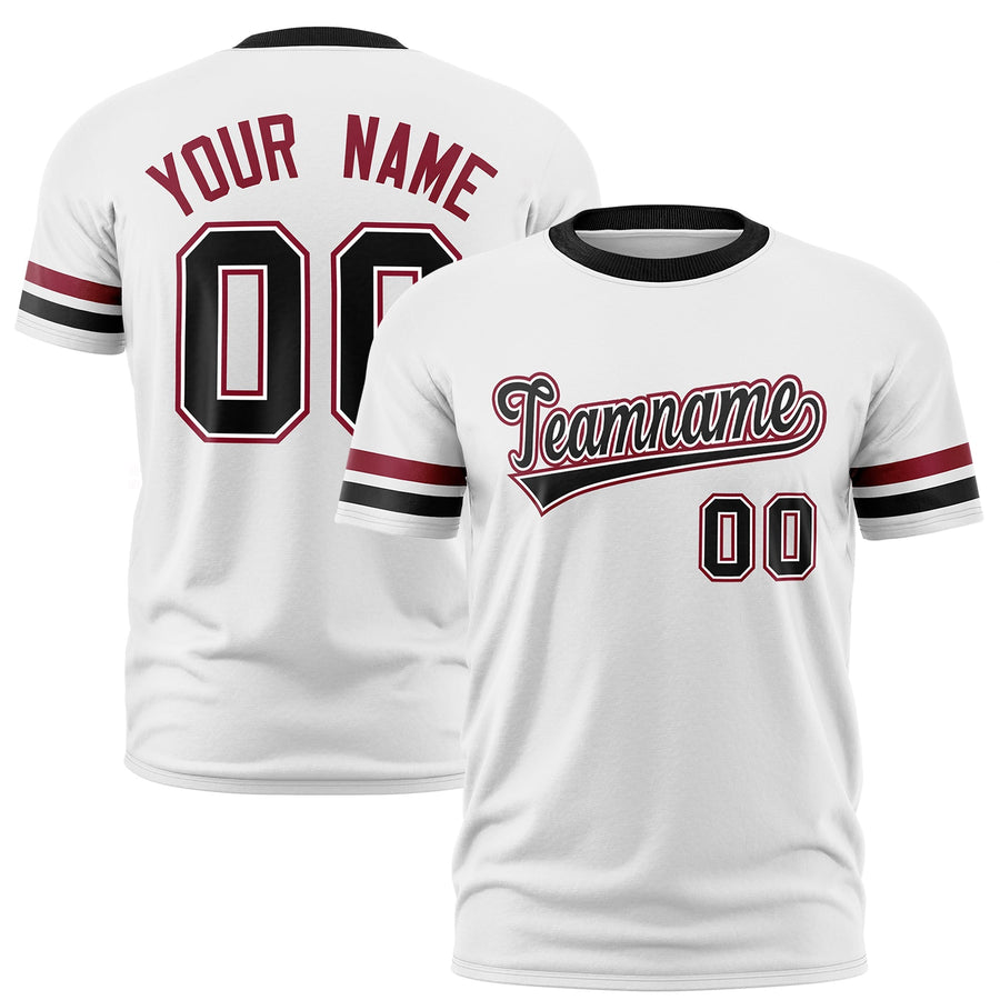 Custom White Black T-shirt Classic Style Stripe Fashion Sports Shirt for Youth & Adults | BuyFootballJersey