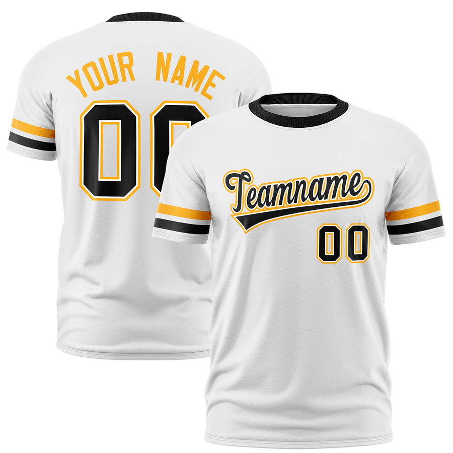 Custom White Black T-shirt Classic Style Stripe Fashion Sports Shirt for Youth & Adults | BuyFootballJersey