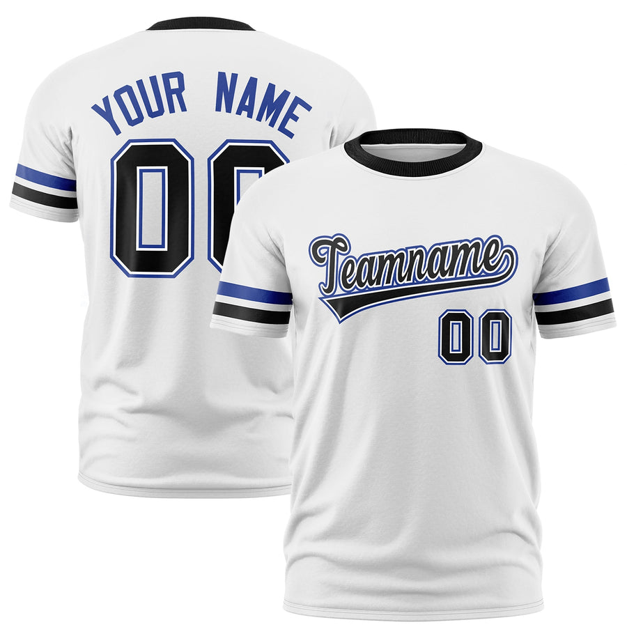 Custom White Black T-shirt Classic Style Stripe Fashion Sports Shirt for Youth & Adults | BuyFootballJersey