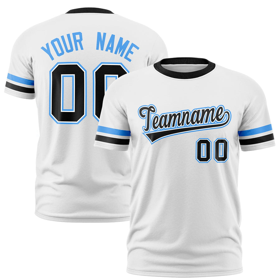 Custom White Black T-shirt Classic Style Stripe Fashion Sports Shirt for Youth & Adults | BuyFootballJersey