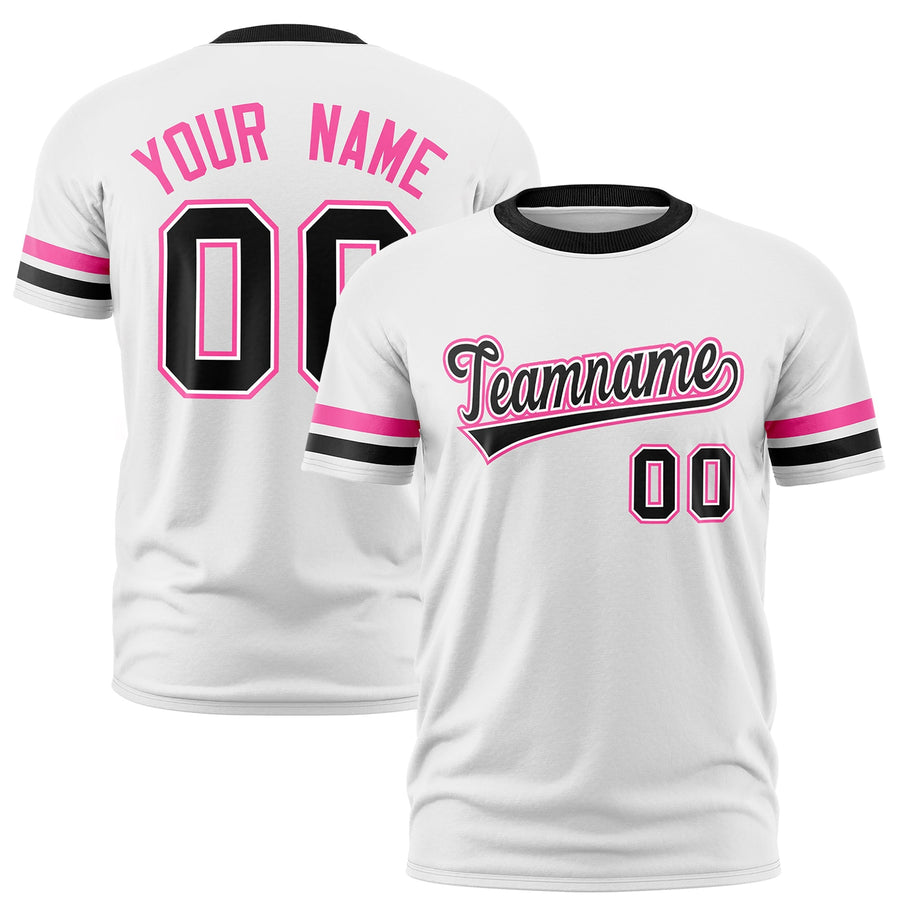 Custom White Black Classic Style Stripe Fashion T-shirt | BuyFootballJersey