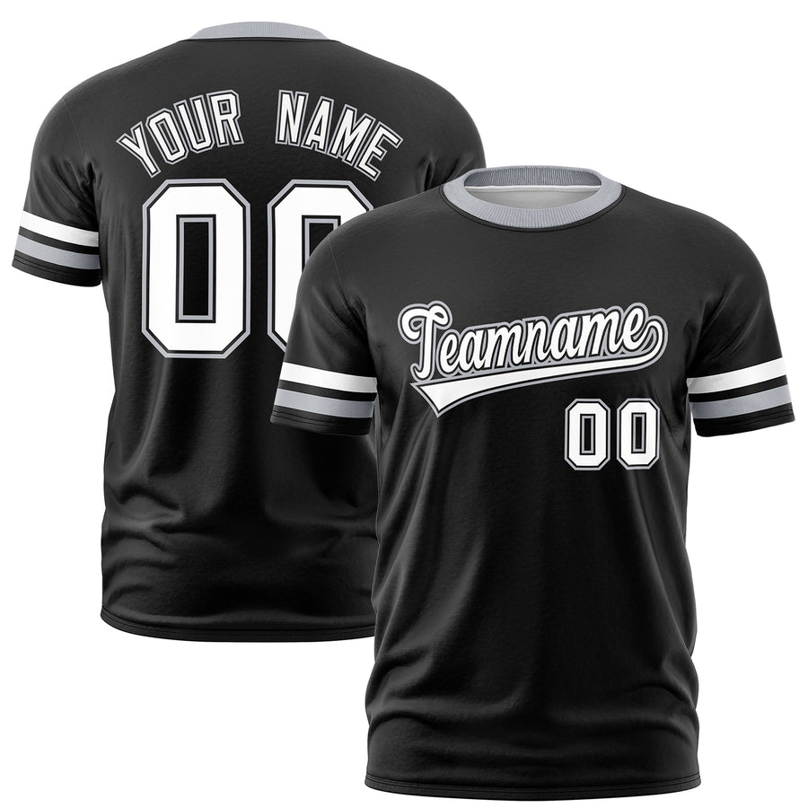 Custom Black Gray T-shirt Classic Style Stripe Fashion Sports Shirt for Youth & Adults | BuyFootballJersey