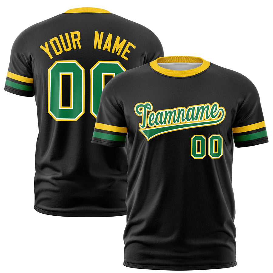 Custom Black Kelly Green T-shirt Classic Style Stripe Fashion Sports Shirt for Youth & Adults | BuyFootballJersey