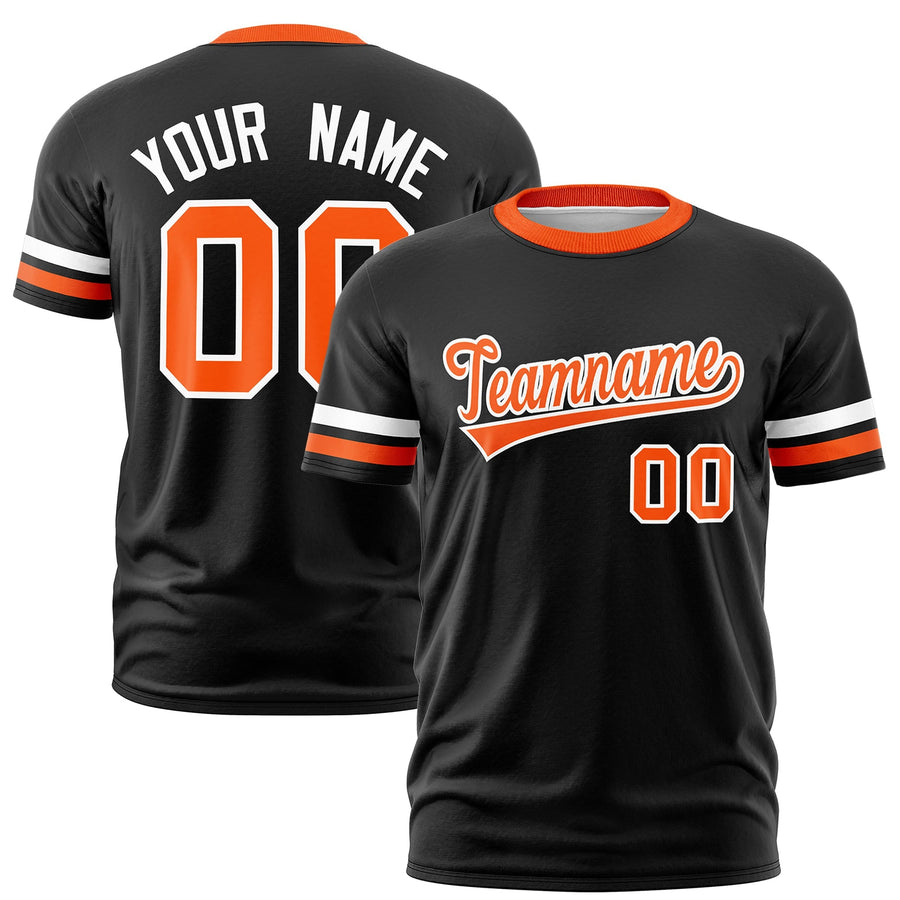 Custom Black Orange T-shirt Classic Style Stripe Fashion Sports Shirt for Youth & Adults | BuyFootballJersey