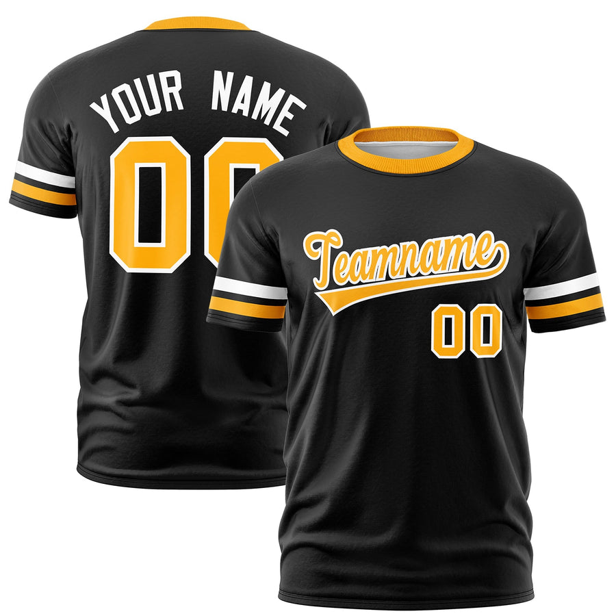 Custom Black Yellow T-shirt Classic Style Stripe Fashion Sports Shirt for Youth & Adults | BuyFootballJersey