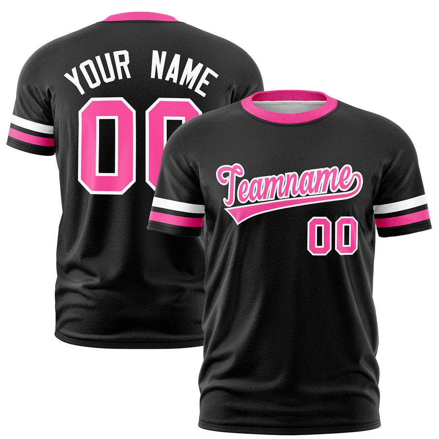 Custom Black Pink T-shirt Classic Style Stripe Fashion Sports Shirt for Youth & Adults | BuyFootballJersey