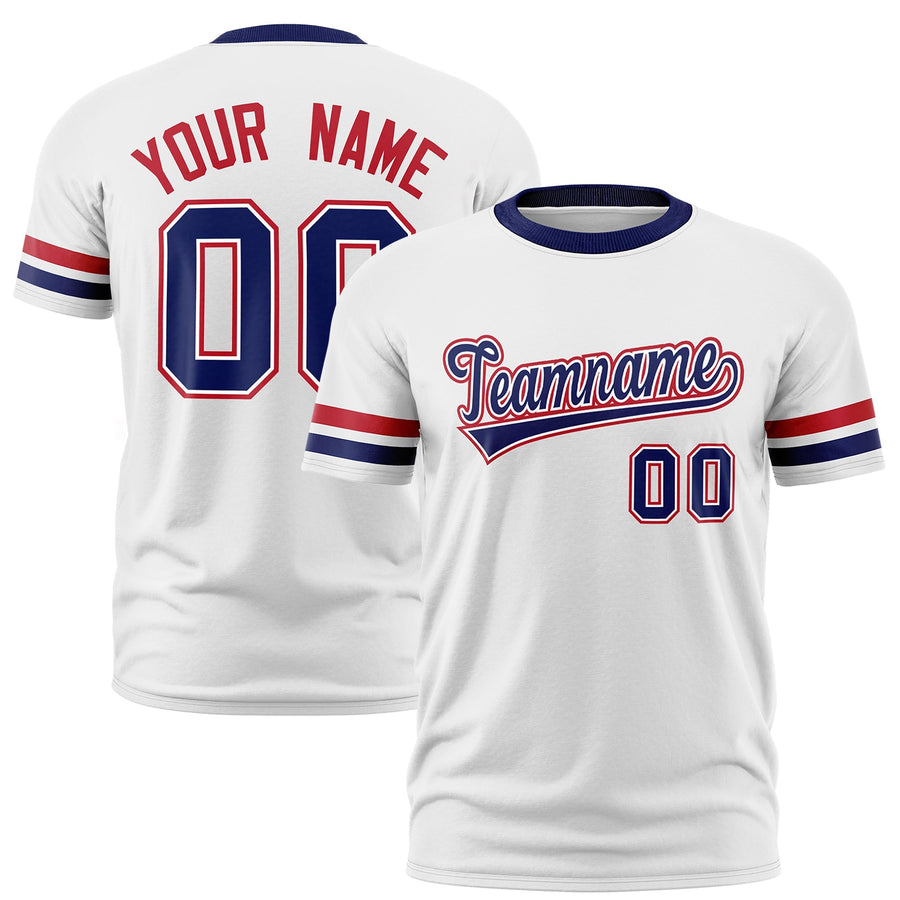 Custom White T-shirt Classic Style Stripe Fashion Sports Shirt for Youth & Adults | BuyFootballJersey