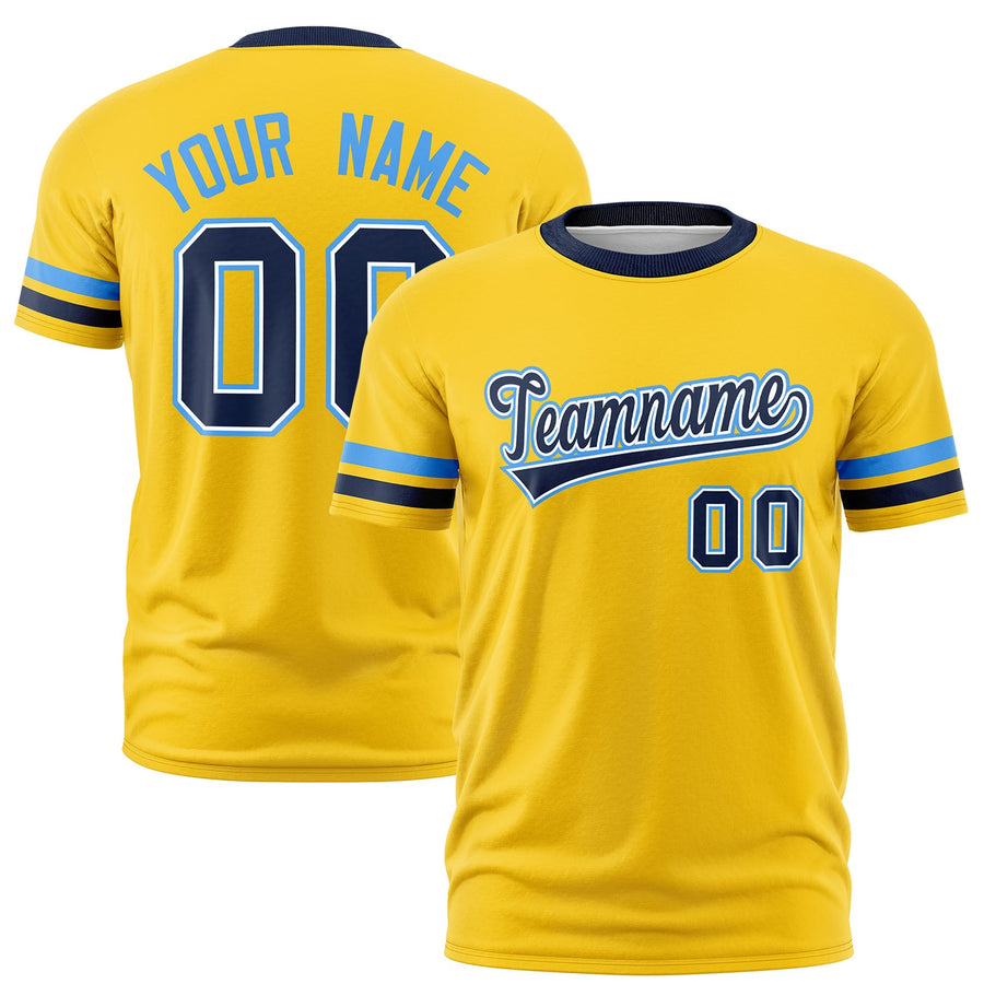Custom Gold Navy T-shirt Classic Style Stripe Fashion Sports Shirt for Youth & Adults | BuyFootballJersey