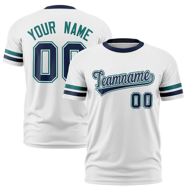 Custom White Navy T-shirt Classic Style Stripe Fashion Sports Shirt for Youth & Adults | BuyFootballJersey