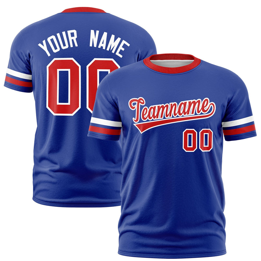 Custom Royal Blue Red T-shirt Classic Style Stripe Fashion Sports Shirt for Youth & Adults | BuyFootballJersey