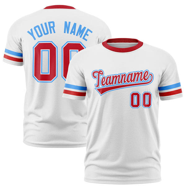 Custom White Red T-shirt Classic Style Stripe Fashion Sports Shirt for Youth & Adults | BuyFootballJersey