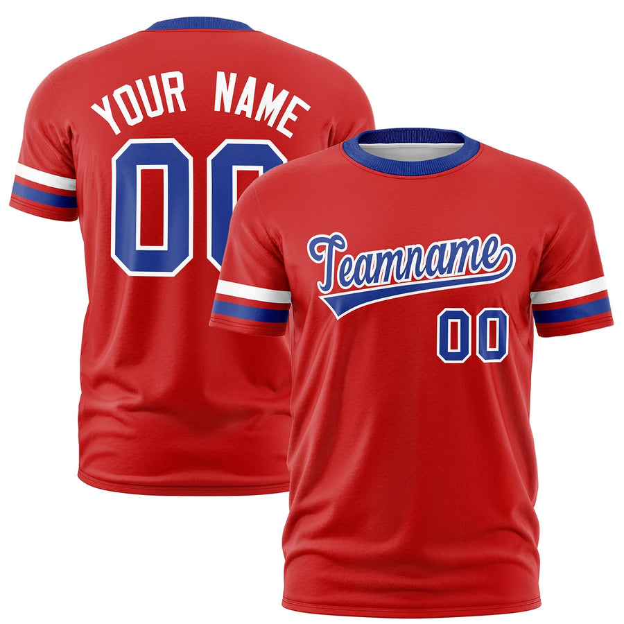 Custom Red Royal Blue T-shirt Classic Style Stripe Fashion Sports Shirt for Youth & Adults | BuyFootballJersey