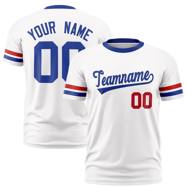Custom White Royal Blue T-shirt Classic Style Stripe Fashion Sports Shirt for Youth & Adults | BuyFootballJersey