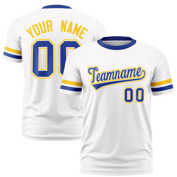 Custom White Royal Blue T-shirt Classic Style Stripe Fashion Sports Shirt for Youth & Adults | BuyFootballJersey
