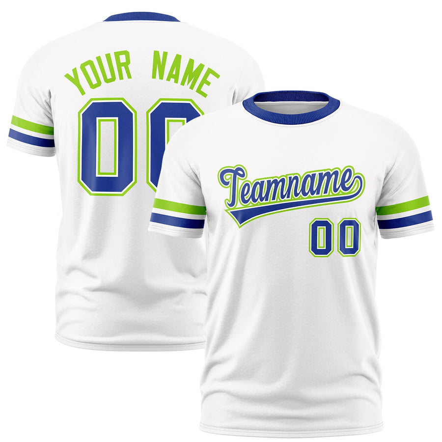 Custom White Royal Blue T-shirt Classic Style Stripe Fashion Sports Shirt for Youth & Adults | BuyFootballJersey