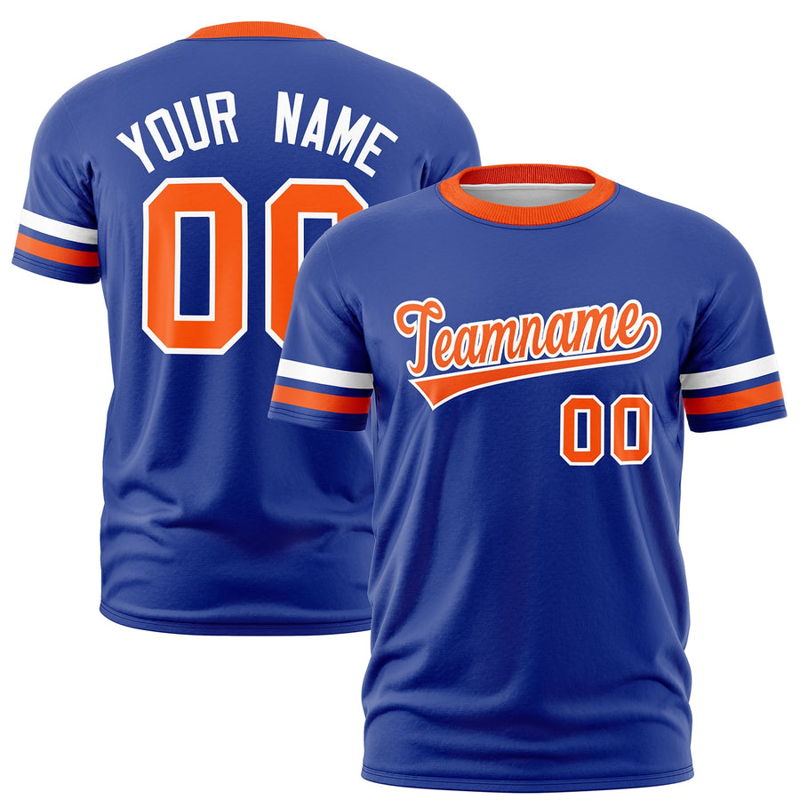 Custom Royal Blue Orange T-shirt Classic Style Stripe Fashion Sports Shirt for Youth & Adults | BuyFootballJersey