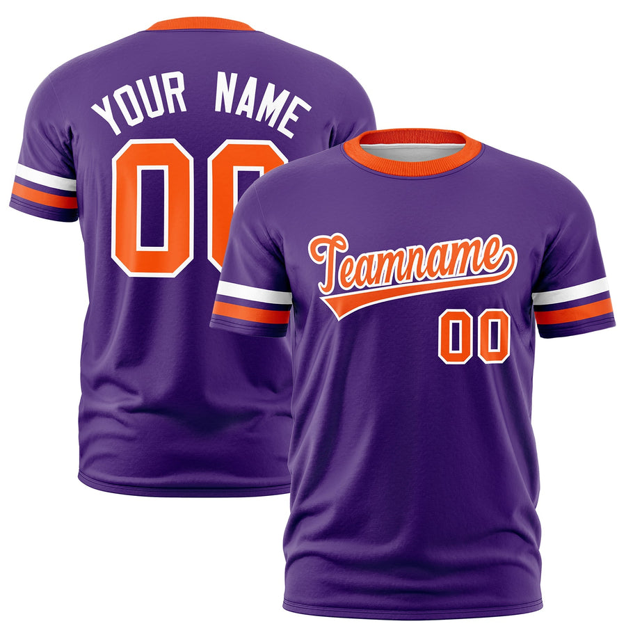 Custom Purple Orange T-shirt Classic Style Stripe Fashion Sports Shirt for Youth & Adults | BuyFootballJersey