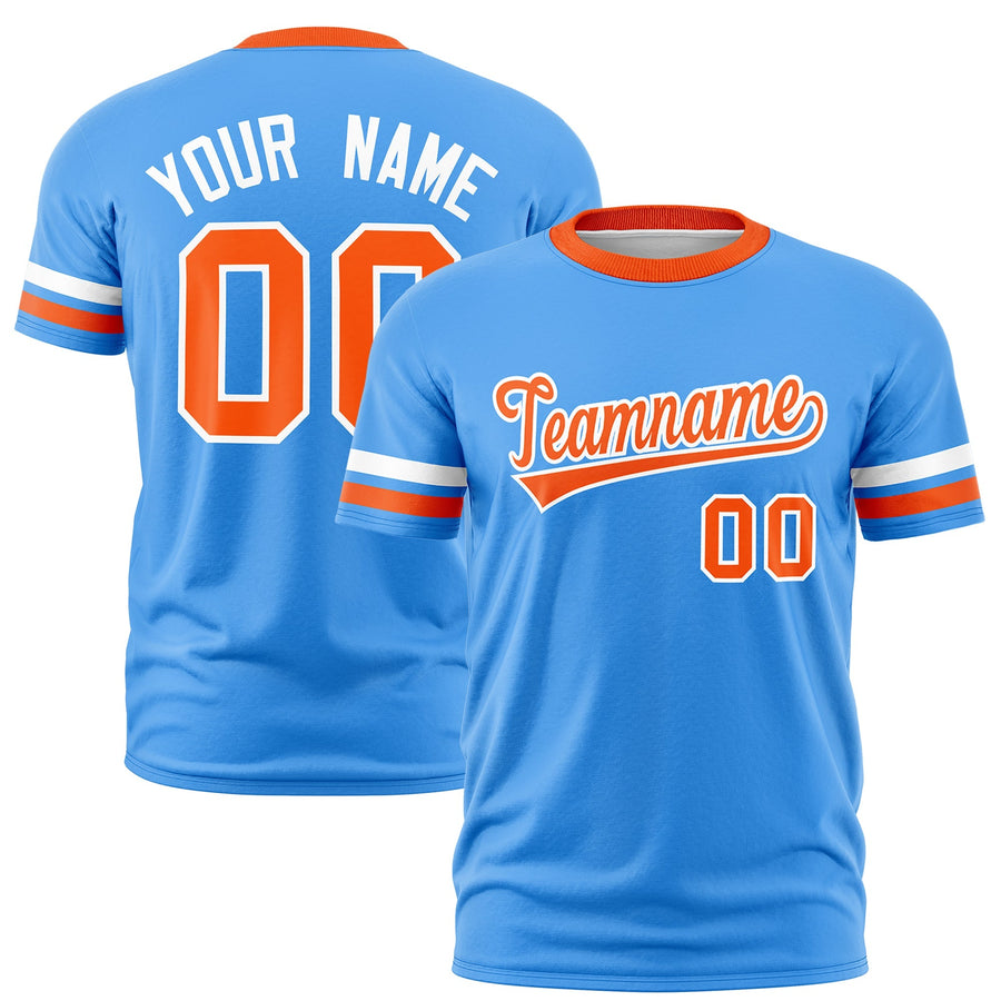 Custom Aqua Orange T-shirt Classic Style Stripe Fashion Sports Shirt for Youth & Adults | BuyFootballJersey