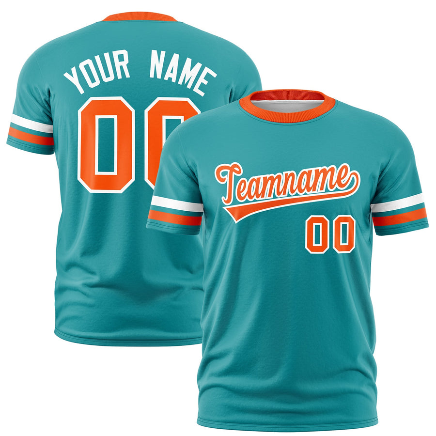 Custom Powder Blue Orange T-shirt Classic Style Stripe Fashion Sports Shirt for Youth & Adults | BuyFootballJersey