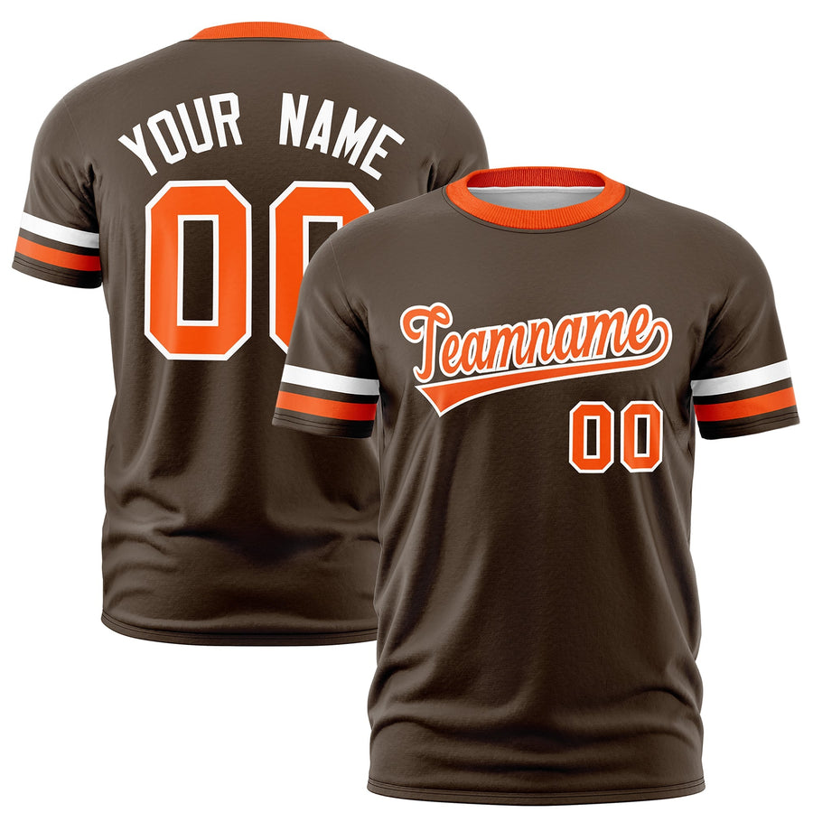 Custom Brown Orange T-shirt Classic Style Stripe Fashion Sports Shirt for Youth & Adults | BuyFootballJersey