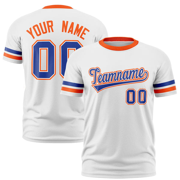 Custom White Orange T-shirt Classic Style Stripe Fashion Sports Shirt for Youth & Adults | BuyFootballJersey