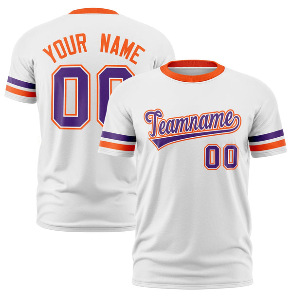 Custom White Orange T-shirt Classic Style Stripe Fashion Sports Shirt for Youth & Adults | BuyFootballJersey