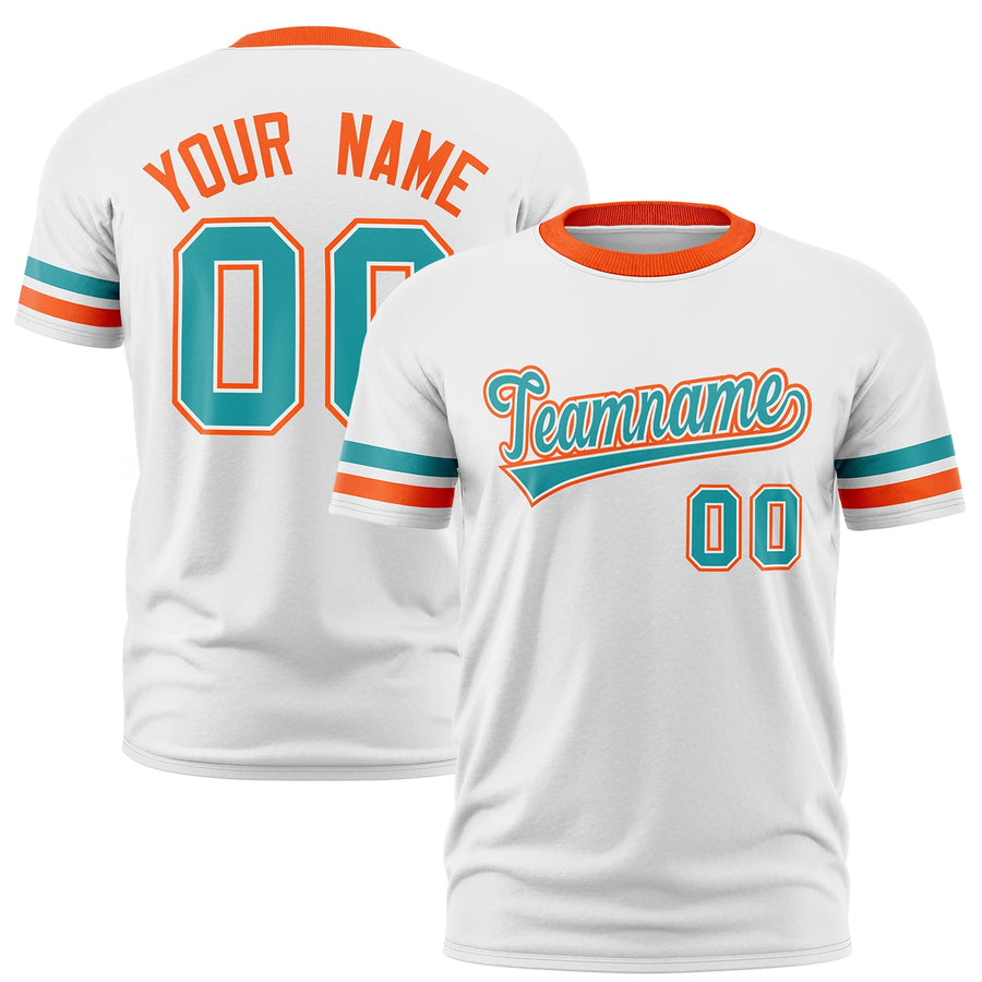 Custom White Orange T-shirt Classic Style Stripe Fashion Sports Shirt for Youth & Adults | BuyFootballJersey