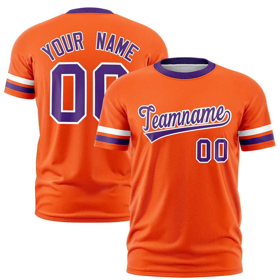 Custom Orange Purple T-shirt Classic Style Stripe Fashion Sports Shirt for Youth & Adults | BuyFootballJersey