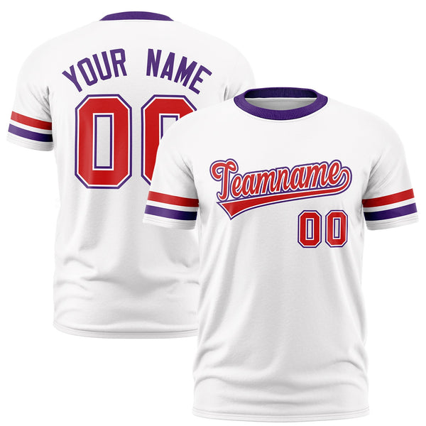 Custom White Purple T-shirt Classic Style Stripe Fashion Sports Shirt for Youth & Adults | BuyFootballJersey