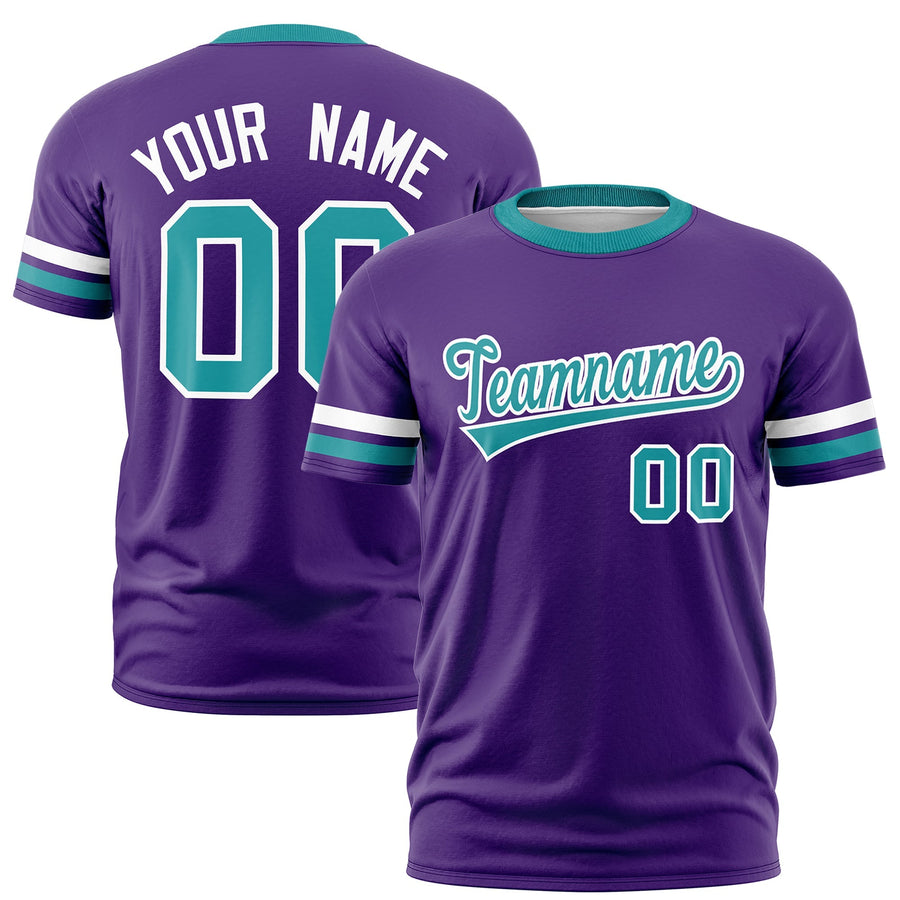Custom Purple Aqua T-shirt Classic Style Stripe Fashion Sports Shirt for Youth & Adults | BuyFootballJersey