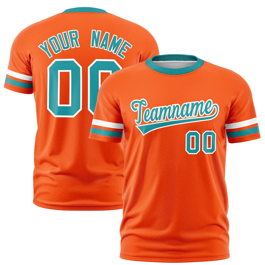 Custom Orange Aqua T-shirt Classic Style Stripe Fashion Sports Shirt for Youth & Adults | BuyFootballJersey